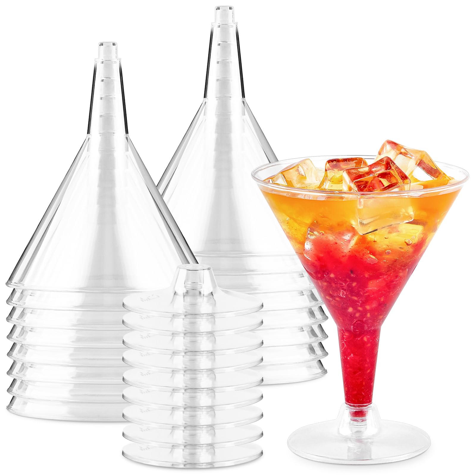 Kucoele 24 Pack 7 oz Plastic Martini Glasses, Disposable Small Cocktail Glasses Party Drinkware for Champagne, Mocktail, Margarita