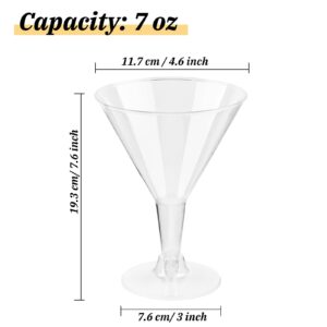 Kucoele 24 Pack 7 oz Plastic Martini Glasses, Disposable Small Cocktail Glasses Party Drinkware for Champagne, Mocktail, Margarita