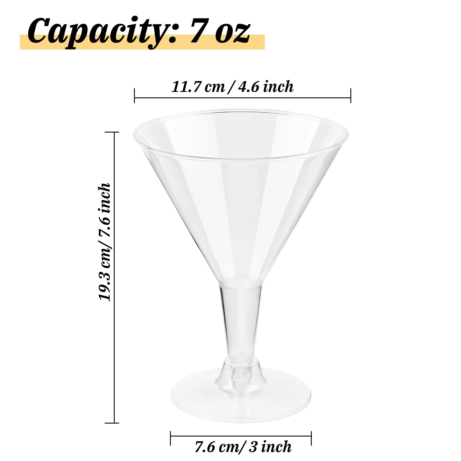 Kucoele 24 Pack 7 oz Plastic Martini Glasses, Disposable Small Cocktail Glasses Party Drinkware for Champagne, Mocktail, Margarita