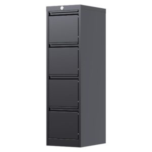 Aobabo 4 Drawer Filing Cabinet, Metal Storage Cabinet for Hanging Files, Steel Filing Cabinet for Home Office, 52.36in, Black