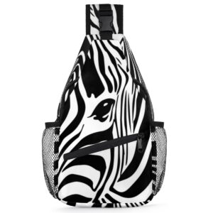 bisibuy zebra striped sling bag for women men crossbody sling backpack shoulder bag chest bag daypack for travel hiking outdoor