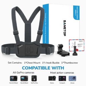Sametop Chest Mount Harness Chesty Strap Compatible with GoPro Hero 12 11 10 9 8 7 6 5 Session AKASO DJI Osmo Action Cameras - Balance Stability and Comfort Performance