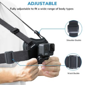 Sametop Chest Mount Harness Chesty Strap Compatible with GoPro Hero 12 11 10 9 8 7 6 5 Session AKASO DJI Osmo Action Cameras - Balance Stability and Comfort Performance