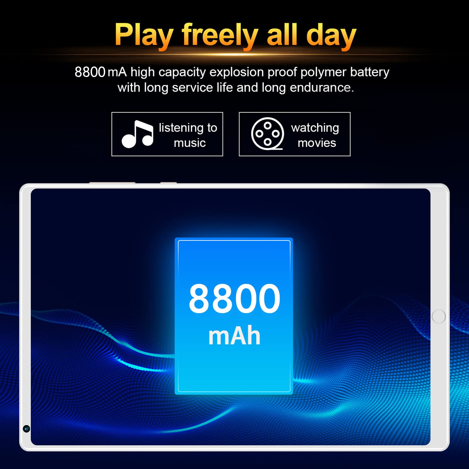 EBTOOLS 8in Tablet, 4GB 64GB RAM Front 200w Rear 800w Octa Core Calling Tablet, 1920x1200 HD IPS Screen Gaming Tablet, Expandable 128GB, for Android 10, Silver (US Plug)