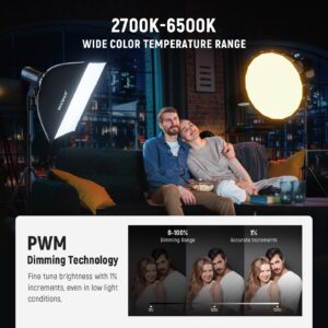 NEEWER MS150B 130W Bi Color LED Video Light, Mini COB Portable Photography Lighting with App Control,2.4G Mode, Bowens Mount Continuous Output Lighting, 200000 lux/0.5m, 2700K-6500K, CRI97+, 12 Scenes