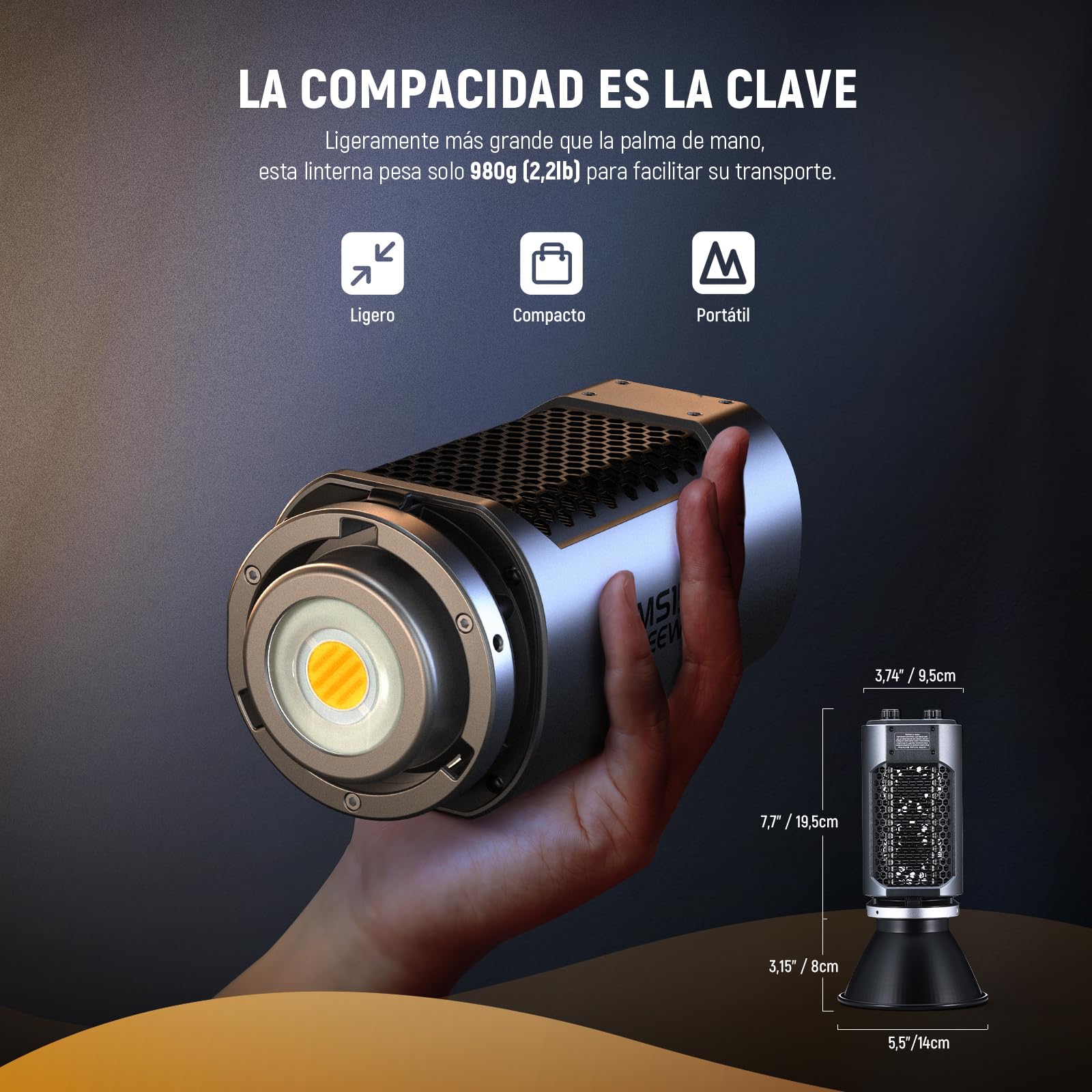 NEEWER MS150B 130W Bi Color LED Video Light, Mini COB Portable Photography Lighting with App Control,2.4G Mode, Bowens Mount Continuous Output Lighting, 200000 lux/0.5m, 2700K-6500K, CRI97+, 12 Scenes