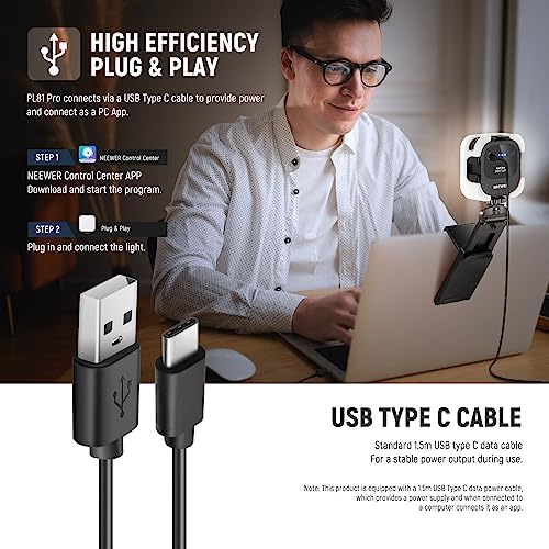 NEEWER LED Streaming Light with Mac/PC APP Control, 2 in 1 Monitor Mount & Stand, Ultra Bright 2900K-7000K USB Laptop Computer Webcam Lighting for Streaming, Video Conference, Zoom Meeting, PL81 PRO