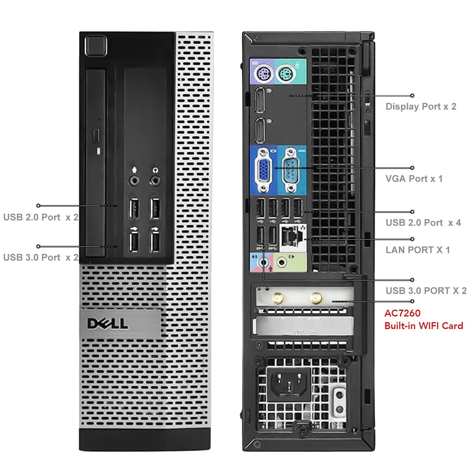 Dell OptiPlex 9020 Desktop Computers Set PC and Monitor Bundle,i7-4790 3.6GHz,32GB Ram New 512GB M.2 NVMe SSD+128GB SSD, New 24 inch Monitor Included,AC7260 Built-in WiFi,Windows 10 Pro (Renewed)