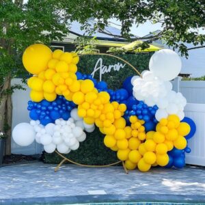 Royal Blue and Yellow Balloon Garland Kit, 100pcs Royal Blue and Yellow Balloon Arch Kit with Different Sizes 18/12/10/5 inch Balloons for Birthday Wedding Anniversary Bachelorette Party Decorations