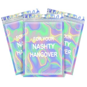 20pcs nashville bachelorette party favors hangover kit holographic nashty bags-bridal shower,cowgirl birthday,bach party recovery kit bags only 5x7"