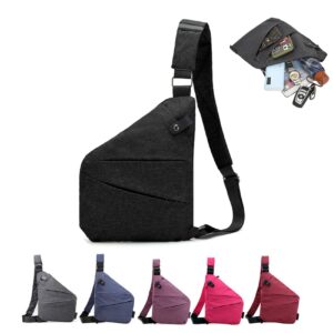 donpidd slim sling bag, anti theft bag, water resistant handbag for women & men, black, 12 x 9 x 0.7 inches, 5.0 liters