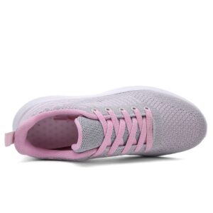 Women's Tennis Walking Shoes Sneakers Breathable Lightweight Casual Comfort Fashion Sneaker Size 6.511.5, Womens Shoes Sneakers Wide Lace Up Trendy White Sneakers For Women 2023 (Pink, 8.5)