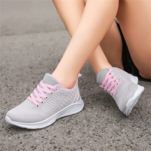 Women's Tennis Walking Shoes Sneakers Breathable Lightweight Casual Comfort Fashion Sneaker Size 6.511.5, Womens Shoes Sneakers Wide Lace Up Trendy White Sneakers For Women 2023 (Pink, 8.5)
