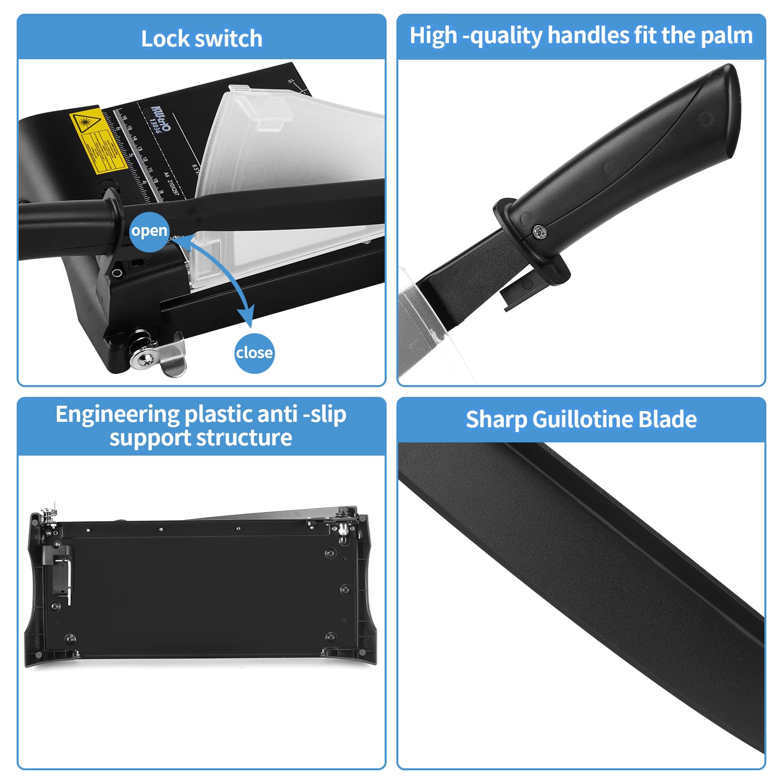 Paper Cutter,Laser Positioning Paper Cutter,Paper Cutter Guillotine with Safety Blade Lock 12” 10 Sheet Capacity, Paper Trimmer with Metal Base Paper Cutting Board for Home, Office,School