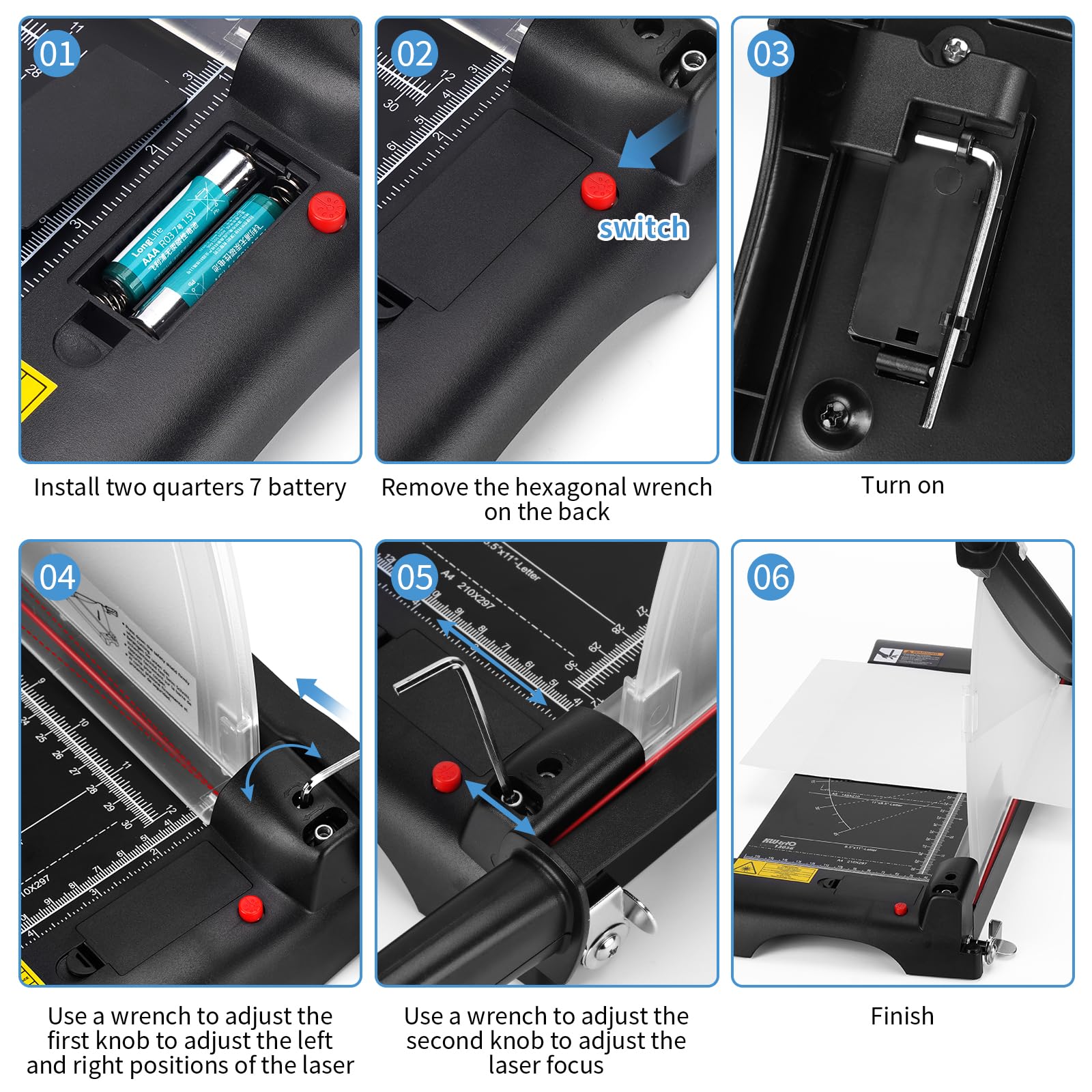 Paper Cutter,Laser Positioning Paper Cutter,Paper Cutter Guillotine with Safety Blade Lock 12” 10 Sheet Capacity, Paper Trimmer with Metal Base Paper Cutting Board for Home, Office,School