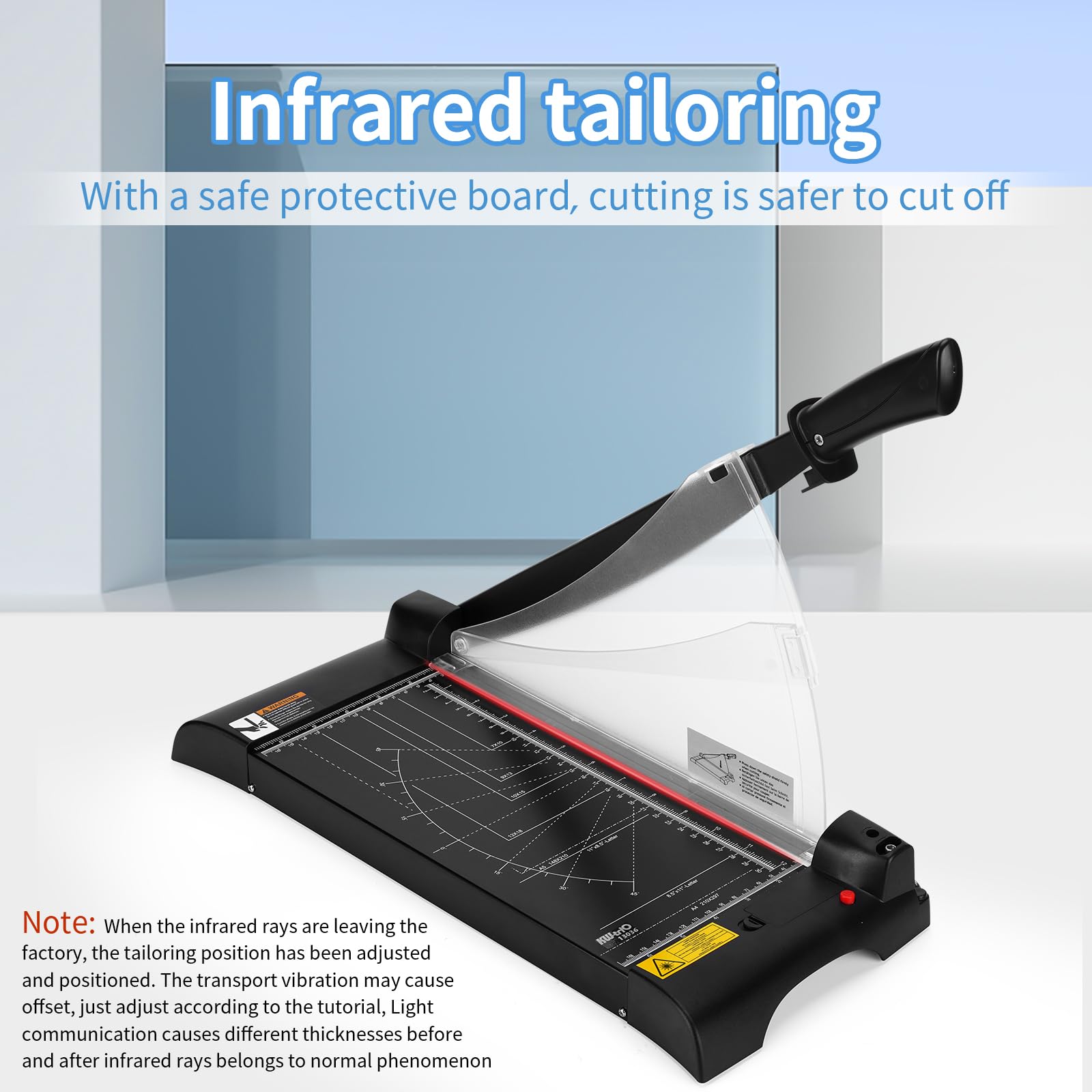 Paper Cutter,Laser Positioning Paper Cutter,Paper Cutter Guillotine with Safety Blade Lock 12” 10 Sheet Capacity, Paper Trimmer with Metal Base Paper Cutting Board for Home, Office,School