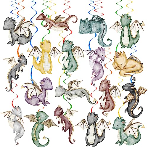 Dragon Party Hanging Swirls Dragon knight Ceiling Swirls Fantasy Dragon Foil Swirls Dragon Birthday Party Decorations Streamers for Dragon Theme Baby Shower Supplies