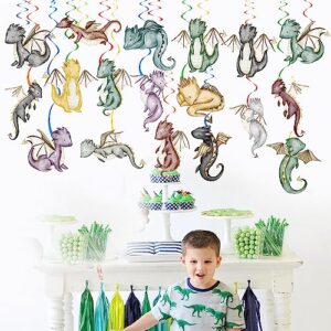 Dragon Party Hanging Swirls Dragon knight Ceiling Swirls Fantasy Dragon Foil Swirls Dragon Birthday Party Decorations Streamers for Dragon Theme Baby Shower Supplies