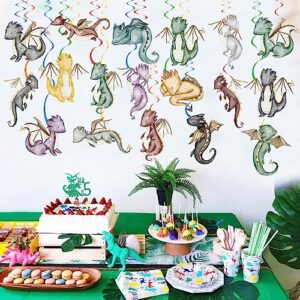 Dragon Party Hanging Swirls Dragon knight Ceiling Swirls Fantasy Dragon Foil Swirls Dragon Birthday Party Decorations Streamers for Dragon Theme Baby Shower Supplies