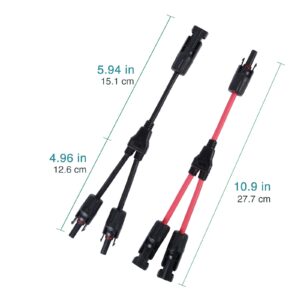 Solar Y Branch Connectors 40A, Solar Connectors with a Spanner, Solar Cable Parallel Adaptor Wire Plug Tool Kit for Solar Panel (2*M/FF+2*F/MM+ 2 Spanners)