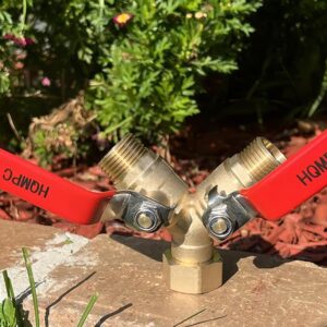 HQMPC Garden Hose Y Valve Hose Splitter Brass Hose Splitter with Solid Brass Handle Brass Y Valve Water Garden Hose Adapter 2 Way Y Valve 3/4" GHT Thread