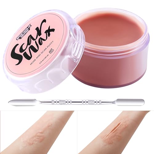 Spooktacular Creations 2.5 Oz Halloween Wax Kit for Adult and Kids, Scar Fake Modeling Wound Skin Wax with Spatula for Special Effects Body Paint SFX Makeup