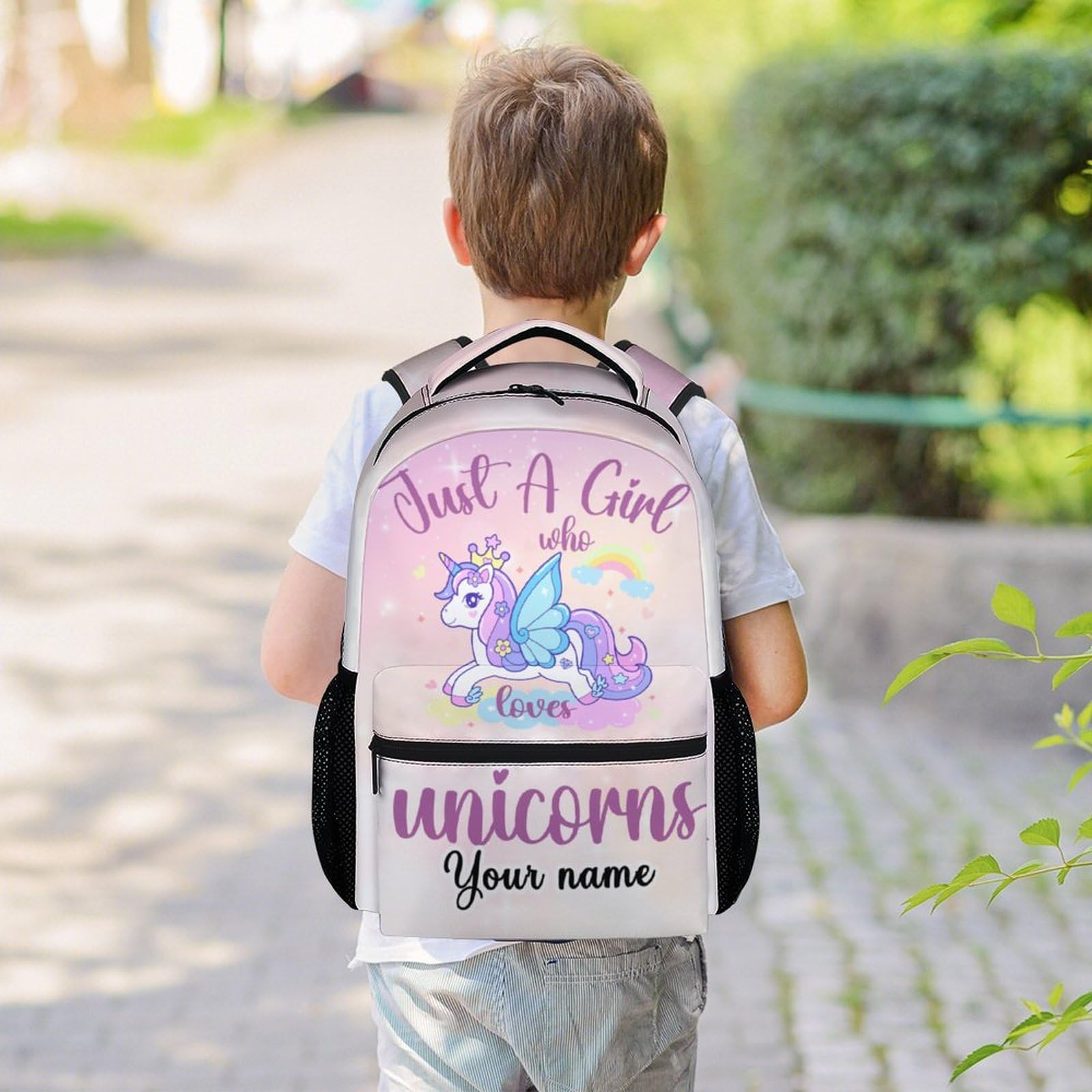 COOPASIA Personalized Unicorn Backpack for Girls, 16 Inch Unicorn Theme Bookbag with Adjustable Straps, Durable, Lightweight, School Bag with Large Capacity