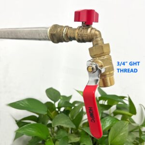 HQMPC Garden Hose Shut Off Valve Ball Valve 3/4" GHT Water Hose Shut Turn Off Valve Heavy Duty Hose On Off Valve Brass Shut Off Valve Hose Ball Valve 1Pc Long Handle