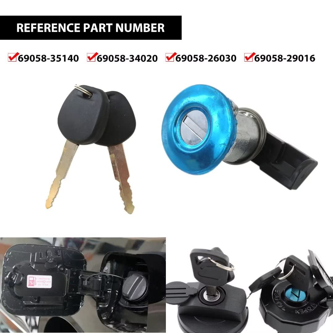 Fuel Door Lock Cylinder with 2 Keys for Toyota Tacoma SR5 Extended Cab Pickup 2-Door 1995-2000 Rep.# 69058-35140, 69058-26030, 69058-34020