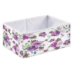 Kigai Purple Flowers Cube Storage Bins - 11x11x11 In Large Foldable Storage Basket Fabric Storage Baskes Organizer for Toys, Books, Shelves, Closet, Home Decor