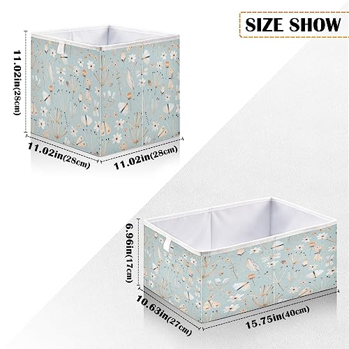 Kigai Watercolor Leaves Cube Storage Bins - 11x11x11 In Large Foldable Storage Basket Fabric Storage Baskes Organizer for Toys, Books, Shelves, Closet, Home Decor