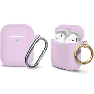 moloppo for airpods case cover with cleaning pen，soft silicone protective cover with buckle for women men compatible with apple airpods 2nd 1st generation charging case, front led ，rose pink