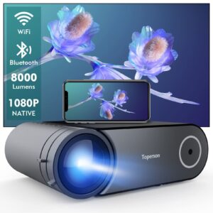 native 1080p projector, bluetooth projector wifi projector (black)