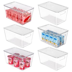 vtopmart 6 pack clear stackable storage bins with lids, medium plastic containers with handle for pantry organization and storage,perfect for kitchen, fridge, cabinet, bathroom organizer