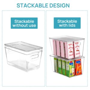 Vtopmart 6 Pack Clear Stackable Storage Bins with Lids, Medium Plastic Containers with Handle for Pantry Organization and Storage,Perfect for Kitchen, Fridge, Cabinet, Bathroom Organizer