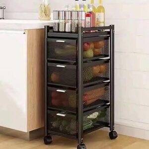 Storage Drawers Rolling Cart with Drawers Utility Cart with Drawers Organizer on Wheels Small Dresser Small Drawers Rolling Drawer Organizer Cart for Kitchen Bedroom Office (4 Tier Black)