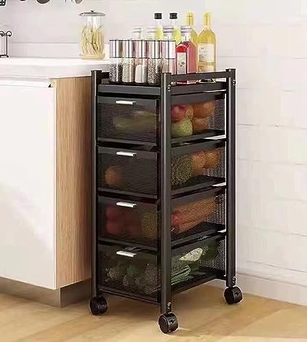 Storage Drawers Rolling Cart with Drawers Utility Cart with Drawers Organizer on Wheels Small Dresser Small Drawers Rolling Drawer Organizer Cart for Kitchen Bedroom Office (4 Tier Black)