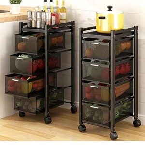 Storage Drawers Rolling Cart with Drawers Utility Cart with Drawers Organizer on Wheels Small Dresser Small Drawers Rolling Drawer Organizer Cart for Kitchen Bedroom Office (4 Tier Black)