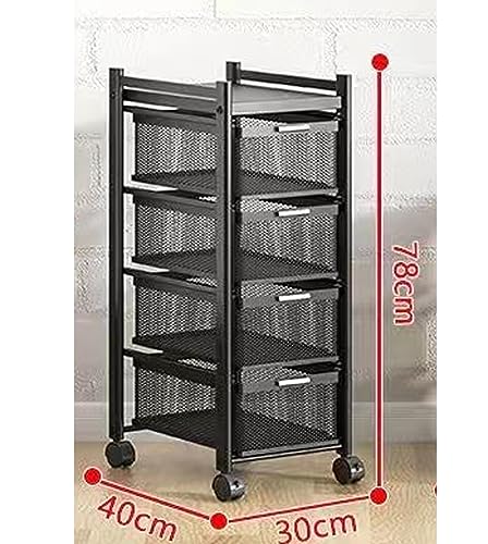 Storage Drawers Rolling Cart with Drawers Utility Cart with Drawers Organizer on Wheels Small Dresser Small Drawers Rolling Drawer Organizer Cart for Kitchen Bedroom Office (4 Tier Black)