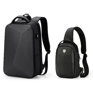 fenruien 15.6-inch anti-theft backpack, hard shell sling bag