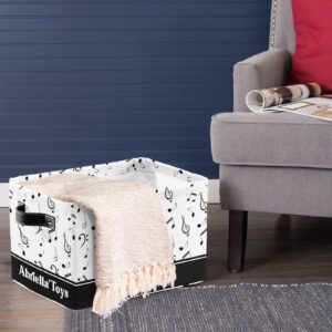 Music Notes Stars Black Storage Baskets for Organizing, Foldable Storage Baskets for Shelves, Fabric Storage Bins with Handles