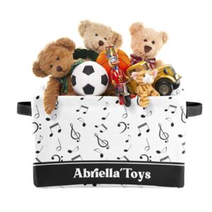 Music Notes Stars Black Storage Baskets for Organizing, Foldable Storage Baskets for Shelves, Fabric Storage Bins with Handles