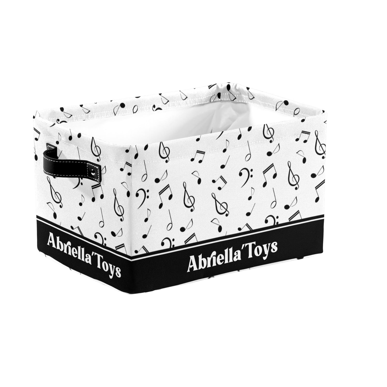 Music Notes Stars Black Storage Baskets for Organizing, Foldable Storage Baskets for Shelves, Fabric Storage Bins with Handles