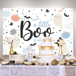 Ticuenicoa 6×4ft Halloween Baby Shower Backdrop A Little Boo is Almost Due Blue Ghost Bat Pumpkin Boys Kids Hey Boo 1st Birthday Party Photography Background First Birthday Party Banner Decor