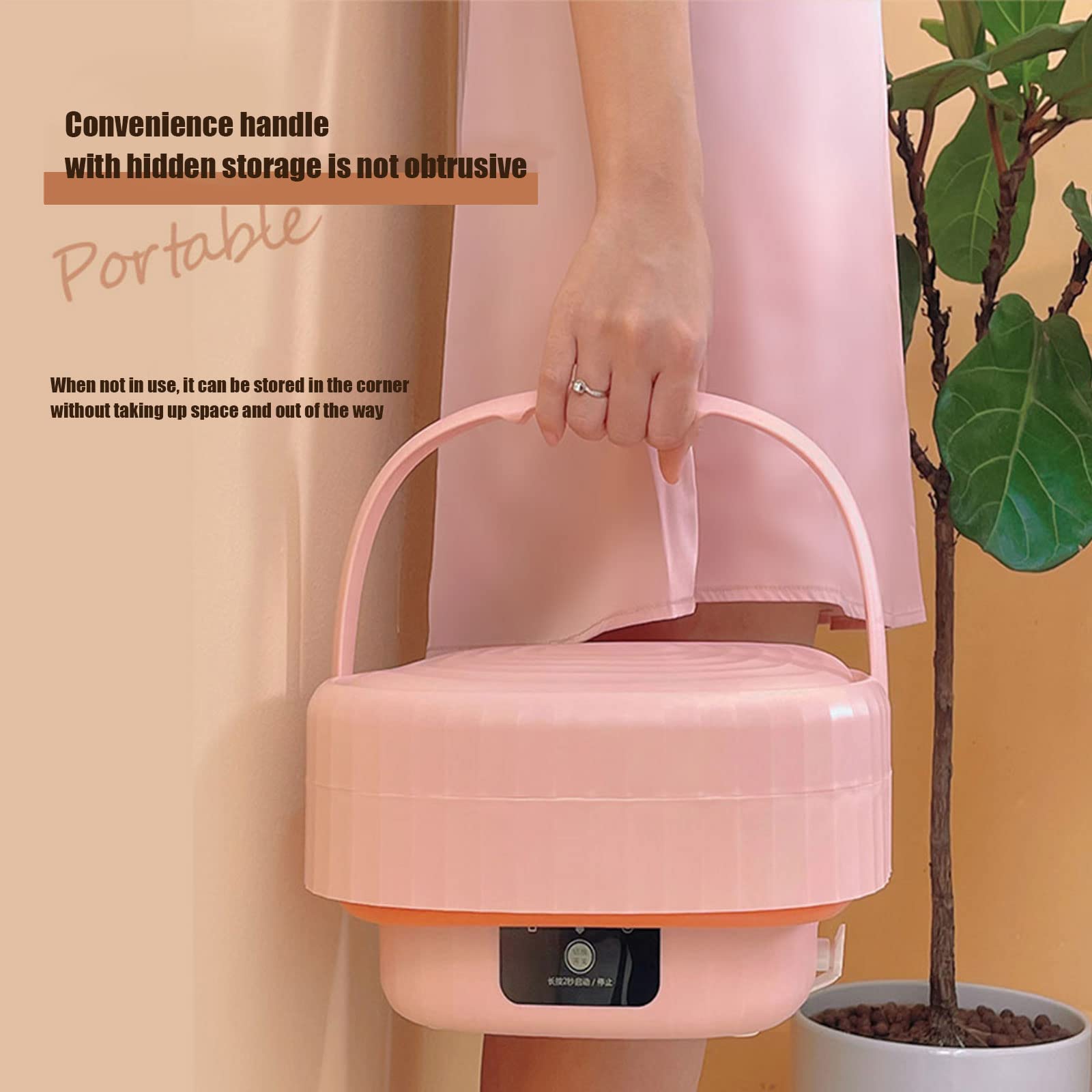 Portable Washing Machine, Mini Washing Machine Foldable, For Washing Baby Clothes, Underwear Or Small Items Of Portable Washer, As A Gift For Girls, Mother'S First Choice (Pink)