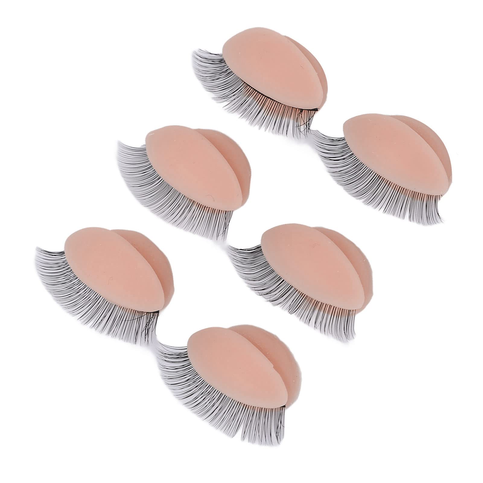 3 Pairs Replaced Eyelids Silicone Double Eyelashes Replacement Eyelids for Mannequin Head Practice Removable Eyelids with Double Layer Eyelashes Eyelash Extension Practice Eyelid (Pink)