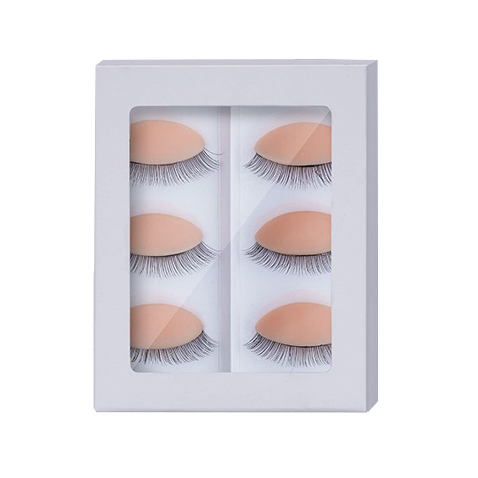 3 Pairs Replaced Eyelids Silicone Double Eyelashes Replacement Eyelids for Mannequin Head Practice Removable Eyelids with Double Layer Eyelashes Eyelash Extension Practice Eyelid (Pink)