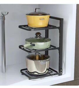 pot and pan organizer for under cabinet baking pan organizer rack pot rack pot organizer pot and pan rack pan storage pot lid pan holder under sink for kitchen organization (3 tier)