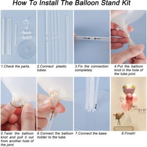 Jiesky 7 Sets 28 Inch Balloon Stand Kits, Balloon Sticks with Base For Table Floor Graduation Baby Shower Happy Birthday Engagement Fiesta Party Decorations Class