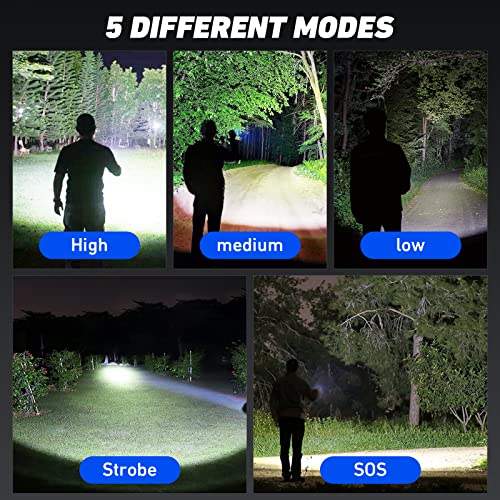 Rechargeable Led Flashlights High Lumens - 900,000 Lm Brightest High Powered Flash Light for Camping